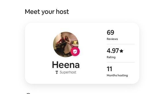 Real Airbnb Superhost profile showing how to start an Airbnb business in India successfully — 69 reviews, 4.97 rating