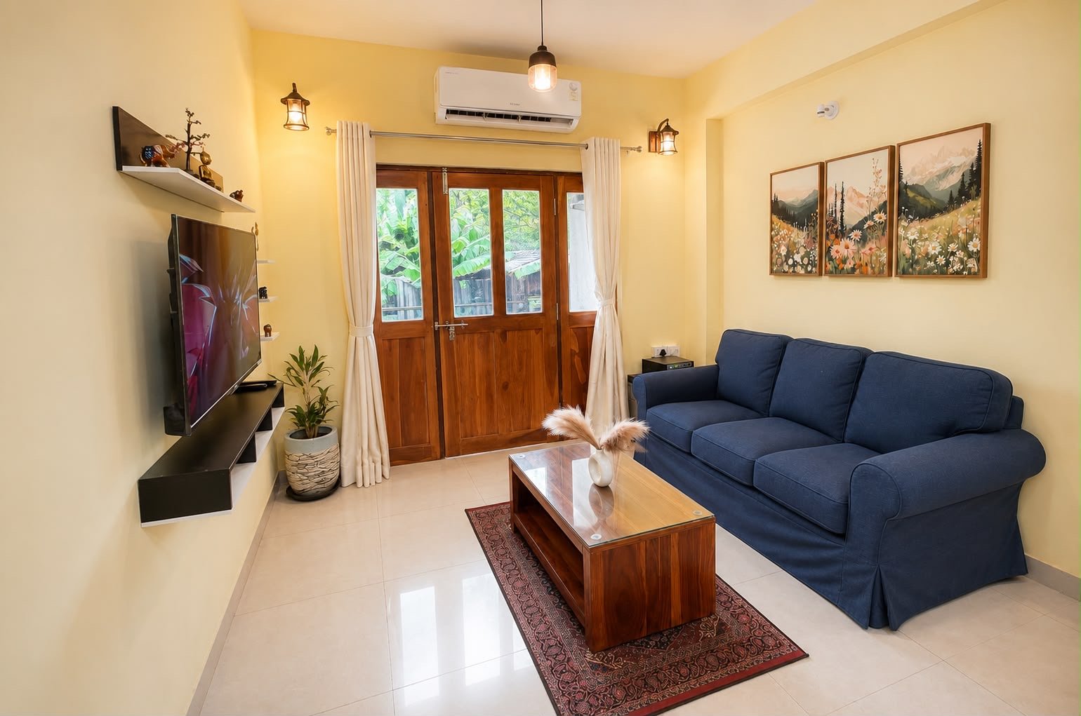 The Other Side of Every 5-Star Stay — living room in our Goa short-term rental